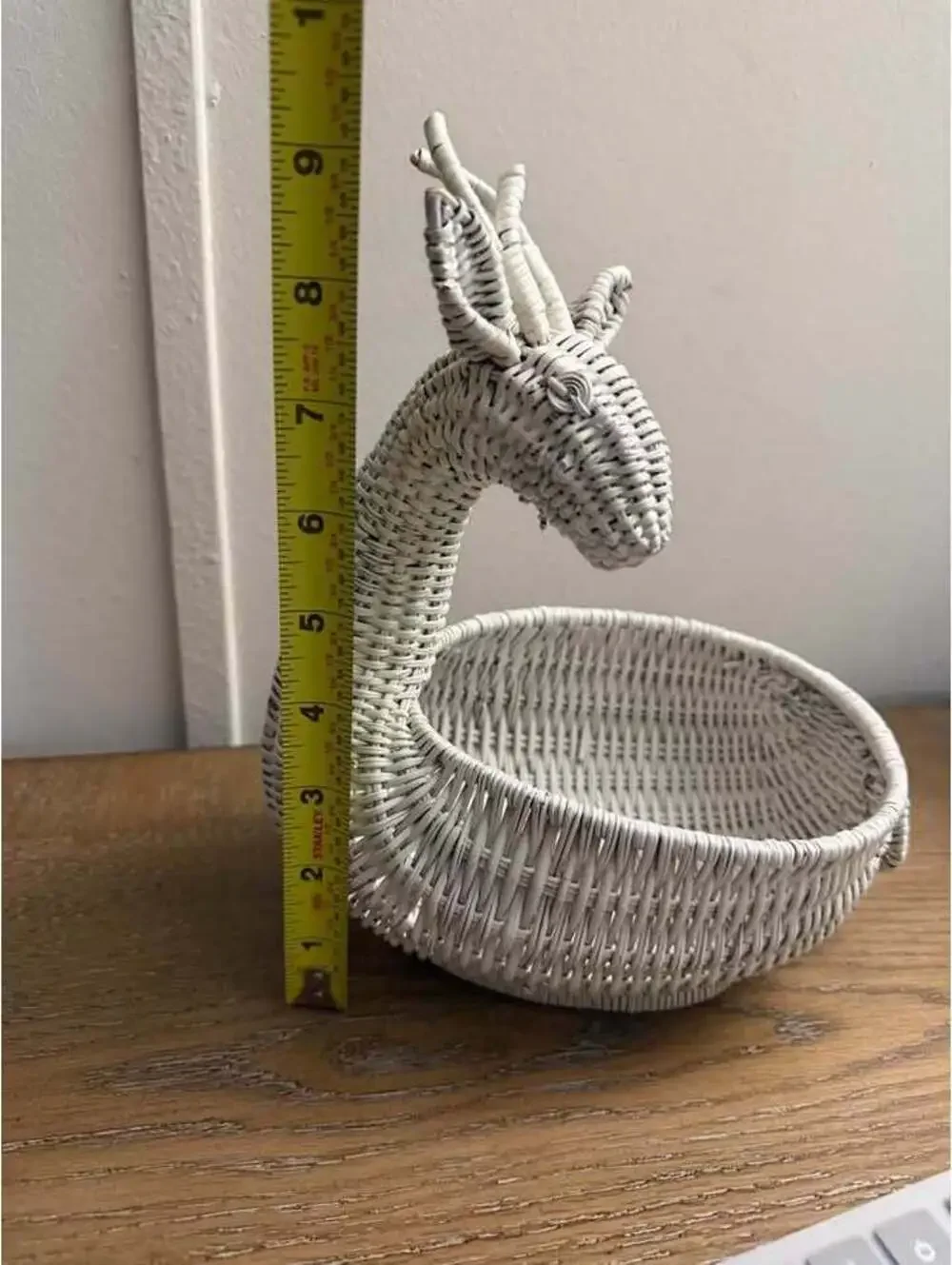 White Wicker Deer Basket